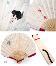 画像をギャラリービューアに読み込む, 扇子 扇子袋 2点セット 箱入り ベージュ ブルー ねこ 金魚 レディース 女性 ギフト プレゼント 母の日 ラッピング無料