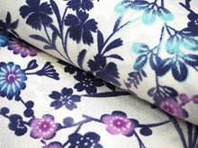 画像をギャラリービューアに読み込む, 洗える着物 単衣 小紋 Mサイズ 仕立て上がり 単品 オフホワイト 紺 紫 桜 梅 菊 なでしこ 紅葉 萩 四季の花 パープル ネイビー 女性 レディース 和装 和服 きもの プレタ 春 秋 きもの カジュアル 可愛い 普段着 ポリエステル 送料無料 あす楽