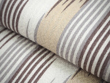 画像をギャラリービューアに読み込む, 洗える着物 単衣 小紋 Mサイズ 仕立て上がり 単品 ベージュ 途切れ縞 刷毛目模様 ブラウン 女性 レディース 和装 和服 きもの プレタ 春 秋 きもの カジュアル 可愛い 普段着 ポリエステル 送料無料 あす楽