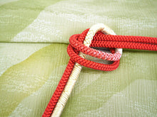 画像をギャラリービューアに読み込む, 洗える着物 コーディネートセット 4点セット 袷 名古屋帯 Mサイズ 白地 赤茶 大きい格子 きもの 灰茶 幾何学柄 帯 薄抹茶 濃オレンジ 正絹帯揚げ帯締め ホワイト ブラウン 松葉仕立て 小紋 レディース 女性 プレタ 和装 和服