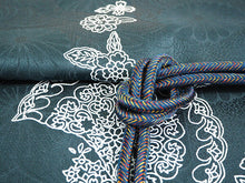 画像をギャラリービューアに読み込む, 洗える着物 コーディネートセット 4点セット 袷 名古屋帯 Mサイズ 白地 青 青海波 扇 きもの グレー 緑 縞 帯 ブルー 正絹帯揚げ帯締め グリーン 松葉仕立て 小紋 レディース 女性 プレタ 和装 和服