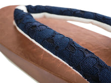 画像をギャラリービューアに読み込む, 下駄 レディース サンダル 浴衣 23.0 23.5 24.0 24.5 茶色 桐 台 紺 白 レース 鼻緒 ブラウン 舟形 女性 ラバー有 浴衣 着物 和装 和服