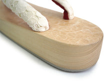 画像をギャラリービューアに読み込む, 下駄 レディース サンダル 浴衣 23.0 23.5 24.0 24.5 ナチュラルベージュ 桐 台 白 赤 レース 鼻緒 舟形 女性 ラバー有 浴衣 着物 和装 和服