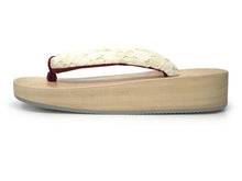 画像をギャラリービューアに読み込む, 下駄 レディース サンダル 浴衣 23.0 23.5 24.0 24.5 ナチュラルベージュ 桐 台 白 赤 レース 鼻緒 舟形 女性 ラバー有 浴衣 着物 和装 和服