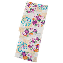 画像をギャラリービューアに読み込む, 浴衣 単品 レディース 白地 ベージュ 市松 菊 牡丹 桜 ピンク 単品 フリーサイズ 大人 ゆかた yukata 綿 粋 レトロ モダン 和装 和服 女性 夏祭り 花火大会