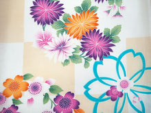 画像をギャラリービューアに読み込む, 浴衣 単品 レディース 白地 ベージュ 市松 菊 牡丹 桜 ピンク 単品 フリーサイズ 大人 ゆかた yukata 綿 粋 レトロ モダン 和装 和服 女性 夏祭り 花火大会