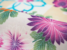 画像をギャラリービューアに読み込む, 浴衣 単品 レディース 白地 ベージュ 市松 菊 牡丹 桜 ピンク 単品 フリーサイズ 大人 ゆかた yukata 綿 粋 レトロ モダン 和装 和服 女性 夏祭り 花火大会