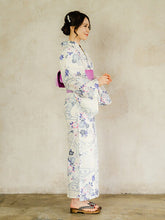画像をギャラリービューアに読み込む, 浴衣 単品 レディース オフホワイト地 水色 流水 桜 ピンク 単品 フリーサイズ 大人 ゆかた yukata 綿 粋 レトロ モダン 和装 和服 女性 夏祭り 花火大会