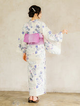 画像をギャラリービューアに読み込む, 浴衣 単品 レディース オフホワイト地 水色 流水 桜 ピンク 単品 フリーサイズ 大人 ゆかた yukata 綿 粋 レトロ モダン 和装 和服 女性 夏祭り 花火大会