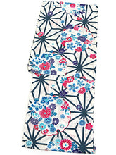 画像をギャラリービューアに読み込む, 浴衣 単品 レディース 白地 深緑 麻の葉 雪輪 桜 菊 ピンク ブルー 青 単品 フリーサイズ 大人 ゆかた yukata 綿 粋 レトロ モダン 和装 和服 女性 夏祭り 花火大会