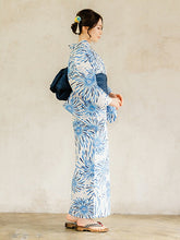 画像をギャラリービューアに読み込む, 浴衣 単品 レディース オフホワイト地 青 花火 ブルー 単品 フリーサイズ 大人 ゆかた yukata 綿 粋 レトロ モダン 和装 和服 女性 夏祭り 花火大会