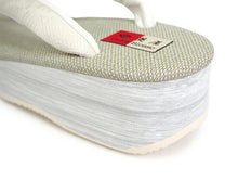 画像をギャラリービューアに読み込む, カレンブロッソ 草履 単品 M グリーン ベージュ 土台 アイボリー 博多織 鼻緒 レディース カフェ草履 菱屋 Calen Blosso ゾウリ カフェぞうり 女性用 カジュアル 日本製 履物 着物 きもの 和装小物