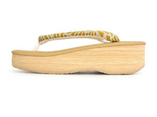 画像をギャラリービューアに読み込む, カレンブロッソ 草履 単品 M ベージュ 土台 からし色 博多織 鼻緒 レディース カフェ草履 菱屋 Calen Blosso ゾウリ カフェぞうり 女性用 カジュアル 日本製 履物 着物 きもの 和装小物