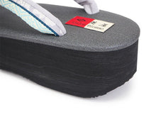 画像をギャラリービューアに読み込む, カレンブロッソ 草履 単品 M ダークグレー 土台 水色 灰紫 博多織 鼻緒 レディース カフェ草履 菱屋 Calen Blosso ゾウリ カフェぞうり 女性用 カジュアル 日本製 履物 着物 きもの 和装小物