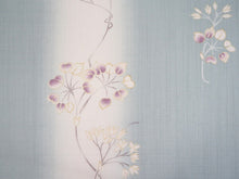 画像をギャラリービューアに読み込む, 着物 洗える着物 反物 夏用 紗 単衣 セミオーダー 仕立て付 渋水色 白ライン 花 ブルー レディース XS S M L XL 仕立て込み 小紋 カジュアル お洒落着 夏 夏物 夏着物 和つう watuu 新品 販売 購入 和装 和服