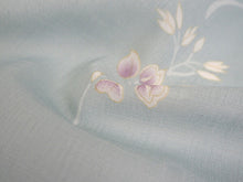 画像をギャラリービューアに読み込む, 着物 洗える着物 反物 夏用 紗 単衣 セミオーダー 仕立て付 渋水色 白ライン 花 ブルー レディース XS S M L XL 仕立て込み 小紋 カジュアル お洒落着 夏 夏物 夏着物 和つう watuu 新品 販売 購入 和装 和服