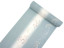 画像をギャラリービューアに読み込む, 着物 洗える着物 反物 夏用 紗 単衣 セミオーダー 仕立て付 渋水色 白ライン 花 ブルー レディース XS S M L XL 仕立て込み 小紋 カジュアル お洒落着 夏 夏物 夏着物 和つう watuu 新品 販売 購入 和装 和服