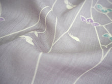 画像をギャラリービューアに読み込む, 着物 洗える着物 反物 夏用 紗 単衣 セミオーダー 仕立て付 灰紫色 線 ライン アヤメ 菖蒲 パープル レディース XS S M L XL 仕立て込み 小紋 カジュアル お洒落着 夏 夏物 夏着物 和つう watuu 新品 販売 購入