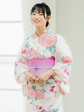 画像をギャラリービューアに読み込む, 浴衣 単品 レディース 白地 ストライプ 菊 ホワイト ピンク パープル 薄紫 単品 フリーサイズ 大人 ゆかた yukata 綿 粋 レトロ モダン 和装 和服 女性 夏祭り 花火大会