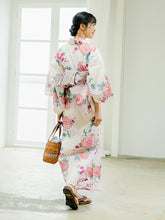 画像をギャラリービューアに読み込む, 浴衣 単品 レディース 白地 ストライプ 菊 ホワイト ピンク パープル 薄紫 単品 フリーサイズ 大人 ゆかた yukata 綿 粋 レトロ モダン 和装 和服 女性 夏祭り 花火大会
