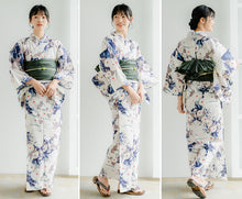 画像をギャラリービューアに読み込む, 浴衣セット レディース 白地菊尽くし カーキ 兵児帯 セット へこ帯 浴衣 セット 2023 夏祭り 花火大会 ビアガーデン 夏 お出かけ おしゃれ レディースファッション