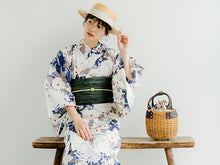 画像をギャラリービューアに読み込む, 浴衣セット レディース 白地菊尽くし カーキ 兵児帯 セット へこ帯 浴衣 セット 2023 夏祭り 花火大会 ビアガーデン 夏 お出かけ おしゃれ レディースファッション