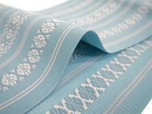 画像をギャラリービューアに読み込む, 浴衣セット レディース 白地菊尽くし 浴衣 ブルー地献上柄 帯 セット 単衣帯 変わり織生地 花火大会 夏祭り ビアガーデン 夏 お出かけ 和装 和服 レディースファッション 2023