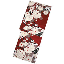 画像をギャラリービューアに読み込む, 浴衣セット レディース 渋赤地菊尽くし 浴衣 白・黒変わり市松 帯 セット 単衣帯 変わり織生地 花火大会 夏祭り ビアガーデン 夏 お出かけ 和装 和服 レディースファッション 2023