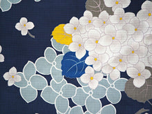 画像をギャラリービューアに読み込む, 浴衣セット レディース 紺地紫陽花 浴衣 からし地七宝地紋 帯 セット 単衣帯 変わり織生地 花火大会 夏祭り ビアガーデン 夏 お出かけ 和装 和服 レディースファッション 2023