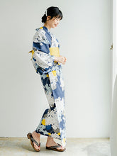 画像をギャラリービューアに読み込む, 浴衣セット レディース 紺地紫陽花 浴衣 からし地七宝地紋 帯 セット 単衣帯 変わり織生地 花火大会 夏祭り ビアガーデン 夏 お出かけ 和装 和服 レディースファッション 2023