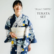 画像をギャラリービューアに読み込む, 浴衣セット レディース 紺地紫陽花 オフホワイト 兵児帯 セット へこ帯 浴衣 セット 2023 夏祭り 花火大会 ビアガーデン 夏 お出かけ おしゃれ レディースファッション