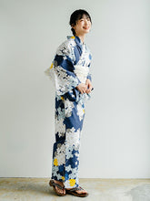 画像をギャラリービューアに読み込む, 浴衣セット レディース 紺地紫陽花 オフホワイト 兵児帯 セット へこ帯 浴衣 セット 2023 夏祭り 花火大会 ビアガーデン 夏 お出かけ おしゃれ レディースファッション