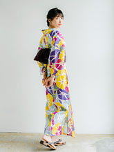 画像をギャラリービューアに読み込む, 浴衣セット レディース 生成り地カラフル朝顔 濃紫 兵児帯 セット へこ帯 浴衣 セット 2023 夏祭り 花火大会 ビアガーデン 夏 お出かけ おしゃれ レディースファッション