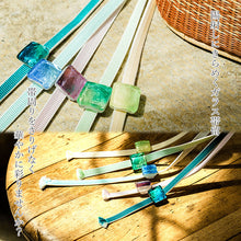 画像をギャラリービューアに読み込む, 帯留 三分紐 2点セット ガラス 正絹 無地 帯留め おびどめ 帯飾り 帯締め 組紐 平組 おびじめ 日本製 カラフル 小紋 浴衣 ゆかた 紬 着物 袷 単衣 和装 アクセサリー