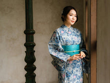 画像をギャラリービューアに読み込む, 浴衣セット 3点セット 生成りベージュ地 菊唐草 2色 浴衣 半幅帯 下駄 浴衣 セット 浴衣帯 夏祭り 花火大会 ビアガーデン 夏 イベント レディース 和装 和服 2023