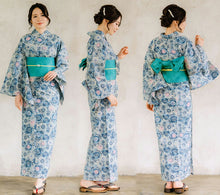 画像をギャラリービューアに読み込む, 浴衣セット 3点セット 生成りベージュ地 菊唐草 2色 浴衣 半幅帯 下駄 浴衣 セット 浴衣帯 夏祭り 花火大会 ビアガーデン 夏 イベント レディース 和装 和服 2023