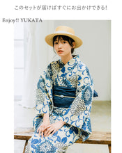 画像をギャラリービューアに読み込む, 浴衣セット レディース 生成りベージュ地猫花唐草 ネイビー 濃紺 兵児帯 セット へこ帯 浴衣 セット 2023 夏祭り 花火大会 ビアガーデン 夏 お出かけ おしゃれ レディースファッション