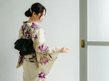 画像をギャラリービューアに読み込む, 浴衣セット レディース 生成りベージュ地百合 カーキグリーン 兵児帯 セット へこ帯 浴衣 セット 2023 夏祭り 花火大会 ビアガーデン 夏 お出かけ おしゃれ レディースファッション