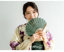 画像をギャラリービューアに読み込む, 扇子 扇子袋 2点セット 箱入り グリーン イエロー ブラック コットン レディース 女性 ギフト プレゼント 西川庄六商店