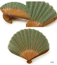 画像をギャラリービューアに読み込む, 扇子 扇子袋 2点セット 箱入り グリーン イエロー ブラック コットン レディース 女性 ギフト プレゼント 西川庄六商店