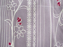 画像をギャラリービューアに読み込む, 洗える着物 単衣 小紋 Mサイズ 仕立て上がり 単品 渋紫 縞 花 レース 女性 レディース 和装 和服 きもの プレタ 春 秋 きもの カジュアル 可愛い 普段着 ポリエステル 送料無料 あす楽