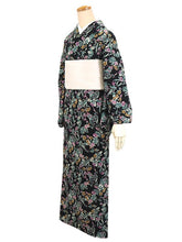 画像をギャラリービューアに読み込む, 洗える着物 袷 仕立て上がり 単品 黒地 花柄 百華 女性 レディース 和装 和服 きもの カジュアル プレタ 春 秋 冬 きもの かわいい 普段着 ポリエステル