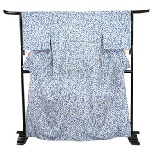 画像をギャラリービューアに読み込む, 洗える着物 袷 仕立て上がり 単品 ベージュ地 青小花柄 百華 女性 レディース 和装 和服 きもの カジュアル プレタ 春 秋 冬 きもの かわいい 普段着 ポリエステル