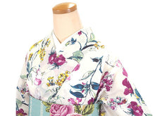 画像をギャラリービューアに読み込む, 洗える着物 袷 仕立て上がり 単品 ライトベージュ地 ピンク 花柄 百華 女性 レディース 和装 和服 きもの カジュアル プレタ 春 秋 冬 きもの かわいい 普段着 ポリエステル