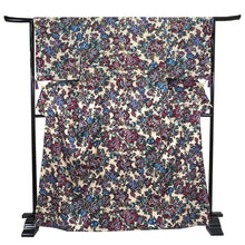 画像をギャラリービューアに読み込む, 洗える着物 袷 仕立て上がり 単品 ベージュ地 ゴブラン織調 バラ 花柄 百華 女性 レディース 和装 和服 きもの カジュアル プレタ 春 秋 冬 きもの かわいい 普段着 ポリエステル