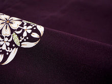 画像をギャラリービューアに読み込む, 洗える着物 袷 小紋 フリーサイズ 仕立て上がり 単品 葡萄色 紫 華紋 レトロ 女性 レディース 着物 和装 和服 きもの プレタ モダン カジュアル 普段着