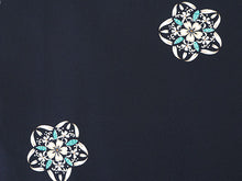 画像をギャラリービューアに読み込む, 洗える着物 袷 小紋 Mサイズ 仕立て上がり 単品 濃紺 華紋 レトロ 女性 レディース 着物 和装 和服 きもの プレタ モダン カジュアル 普段着