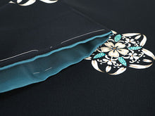 画像をギャラリービューアに読み込む, 洗える着物 袷 小紋 Mサイズ 仕立て上がり 単品 濃紺 華紋 レトロ 女性 レディース 着物 和装 和服 きもの プレタ モダン カジュアル 普段着