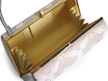 画像をギャラリービューアに読み込む, 草履バッグセット 礼装 留袖用 渋ピンク 花繋ぎ柄 台形 ハンドバッグ シルバー フリー サイズ 正絹 佐賀錦 フォーマル 訪問着 色無地 和装小物 草履 バッグ セット 結婚式 披露宴 園遊会 卒業式 入学式 女性 レディース 日本製