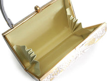 画像をギャラリービューアに読み込む, 草履バッグセット 礼装 留袖用 白地 ゴールド 花七宝柄 ハンドバッグ シルバー フリー サイズ 正絹 佐賀錦 フォーマル 訪問着 色無地 和装小物 草履 バッグ セット 結婚式 披露宴 園遊会 卒業式 入学式 女性 レディース 日本製